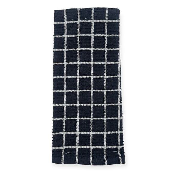 COFFEE BREAK Embroidered Cotton Black White Kitchen Towels, Set of 2, 16” x 28” - Picture 4 of 9